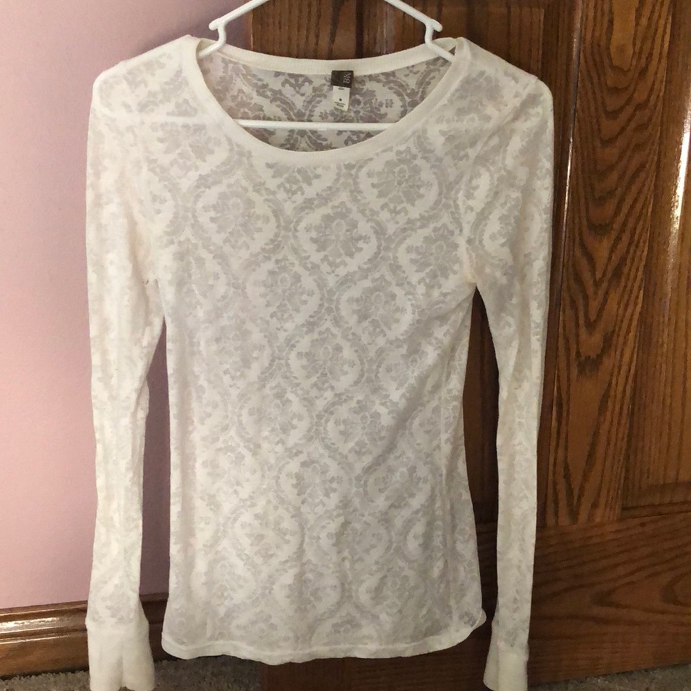 White, long sleeve burn out